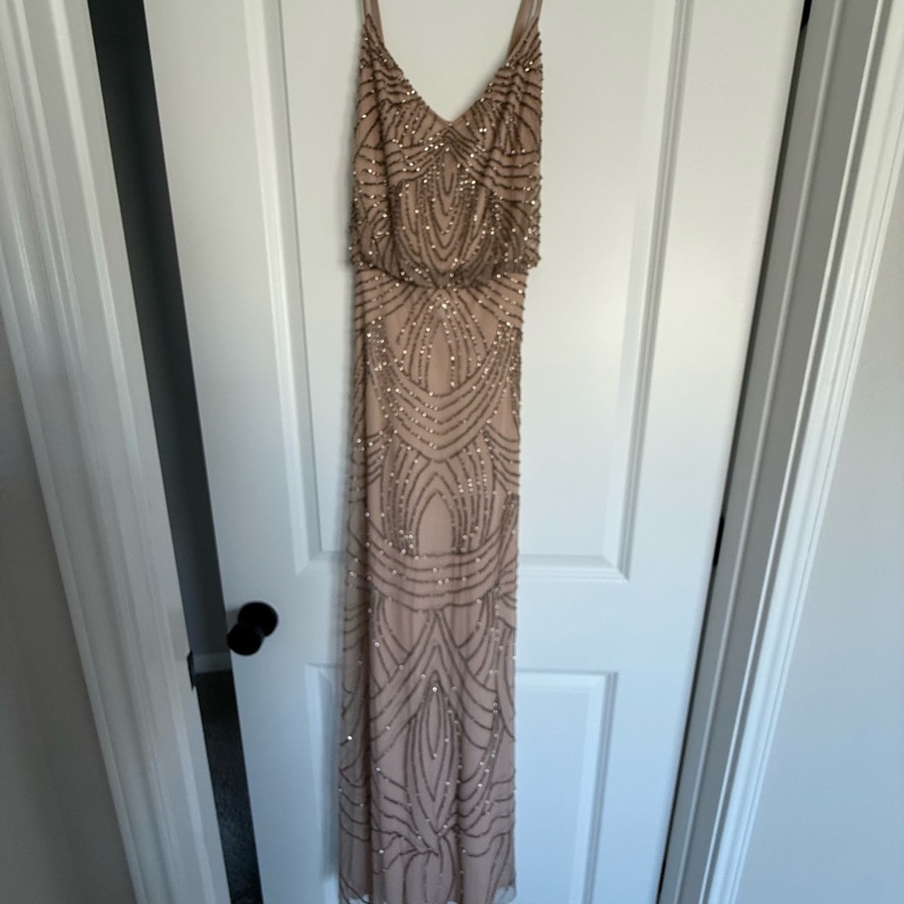 Adrianna Papell Beaded Maxi Dress in Tan